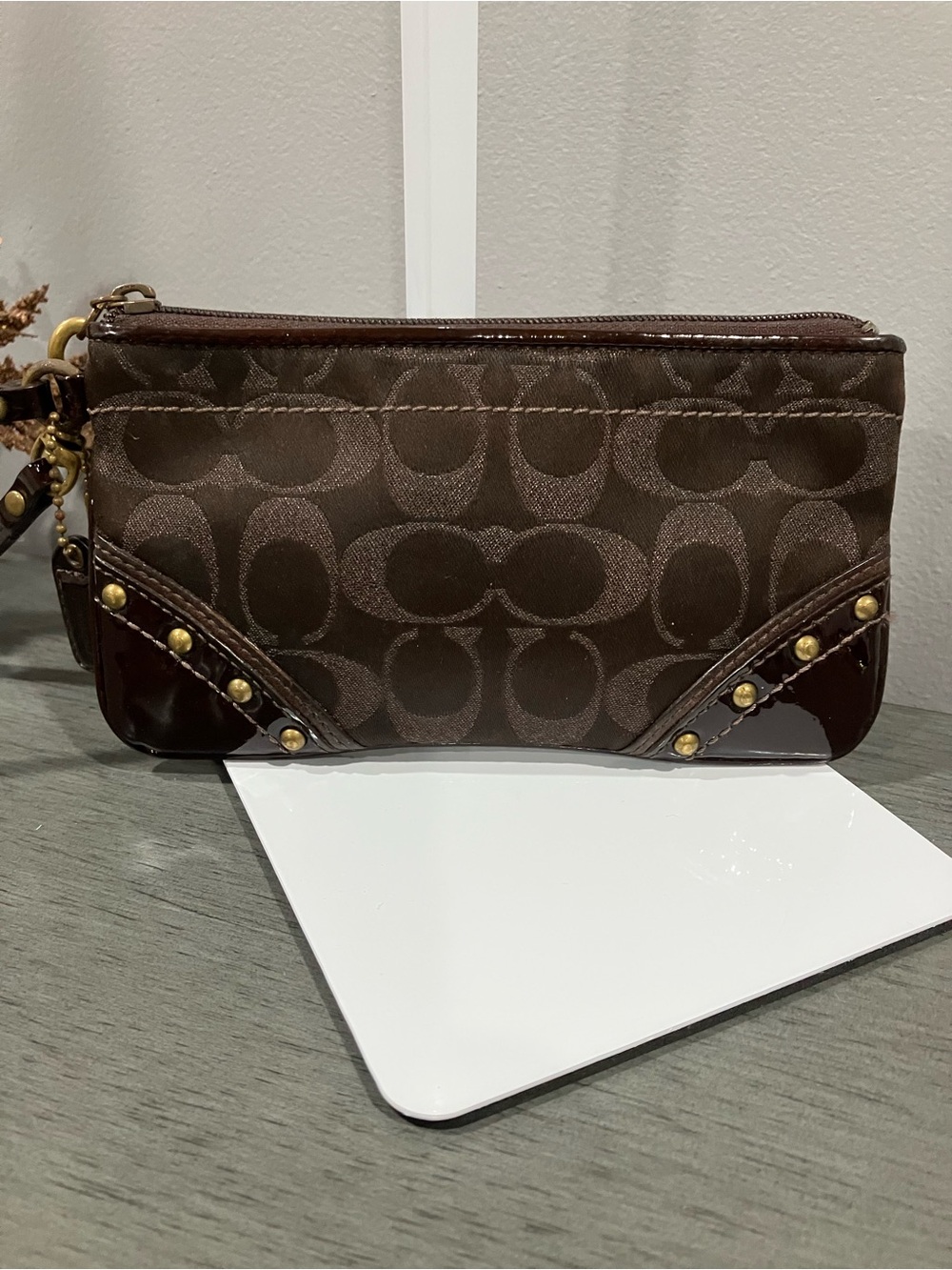Coach Brown Wristlet